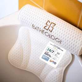 Bathtub Pillow, Ergonomic Bath Pillow for Bathtub with [Visco-Memory-Foam] Filling, Pillow for Relaxation Supporting the Spine, Support Function for Head, Back, Shoulder, Neck - SPA