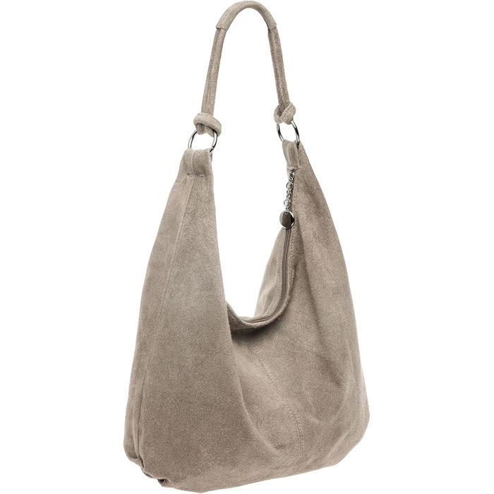 Сумка жіноча Caspar Vintage з велюрової шкіри (сіро-бежева) - Made in Italy, CLASSIC LINE No.617
