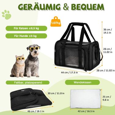 Транспортувальна сумка для собак та котів ALLSOPETS, складана, для маленьких тварин, для подорожей, хатинок, кемпінгу (чорний матовий)