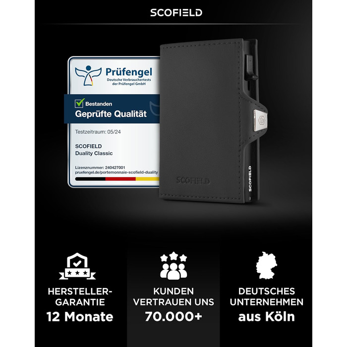 SF SCOFIELD Duality Magflip Slim Wallet: Чоловіче карткове та монетне портмоне з RFID захистом (Чорний матовий)