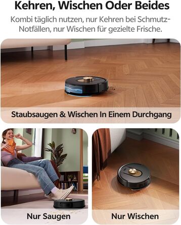 Робот-пилосос Vexilar W9 з функцією миття підлоги, LiDAR-навігація, 5000Pa, 5 карт, 15 зон заборони, керування через додаток, для твердих підлог та килимів, видалення шерсті тварин