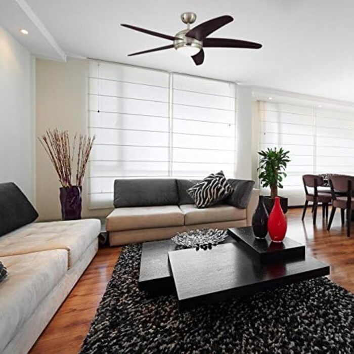 Стелянка-вентилятор Westinghouse Bendan 132 см з однією лампою та п'ятьма лопатями, сірий хром, опалове скло, енергоклас G