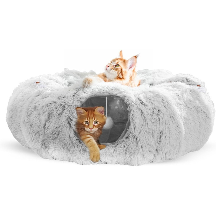 Round Cat Tunnel with Sleeping Area, XXL Large Cat Tunnel, Crinkle Tunnel, Cat Tunnel XXL Ultra Soft Round Donut Shape with Play