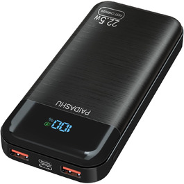 Портативний зарядний пристрій Power Bank 27000 mAh з LED дисплеєм, 3 виходами та 2 входами, 22.5W/PD20W, для швидкої зарядки смартфонів