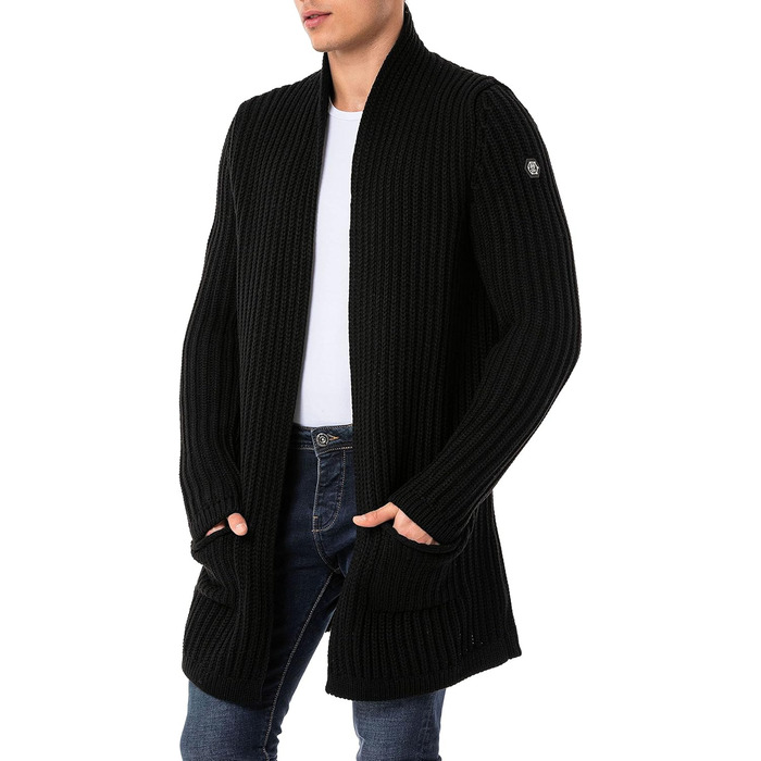 Чоловічий кардиган Redbridge, довгий крій, чорний колір