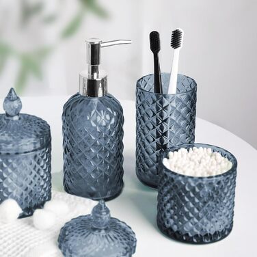 Набір аксесуарів для ванної кімнати з блакитного кришталю, 4 шт.