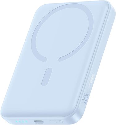 Power Bank Baseus 10000mAh з бездротовою зарядкою 15W, MagSafe, PD 22.5W, USB-C, білий (блакитний)