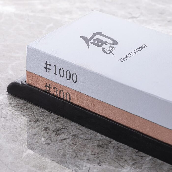 Шліфувальний камінь Kai Shun Kombi 300/1000 для заточування ножів - Японський грубий та точний шліф, розмір 18.4 x 6.2 x 2.8 см