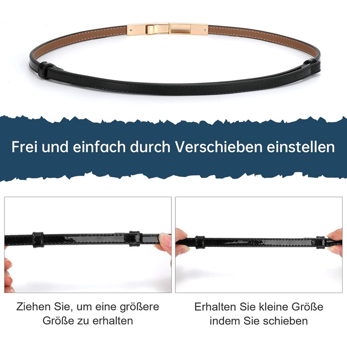 Жіночий вузький шкіряний ремінь WHIPPY з золотистою пряжкою, 105 см (для талії до 95 см)