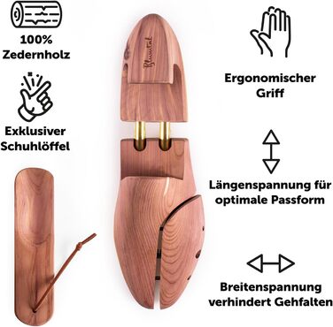 Blumtal TESTSIEGER Premium Shoe Stretcher Cedar Wood - Shoe Stretcher for Men and Women incl. Shoehorn - Shoe Expander ergonomic - Shoe Widener - Shoe Stretcher nurturing and odor-absorbing - Sizes 38-47