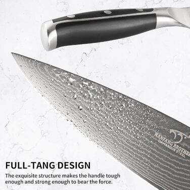NANFANG BROTHERS 18-Piece Damascus Kitchen Knife Set with Hammered Handles & Wooden Block - Premium Quality