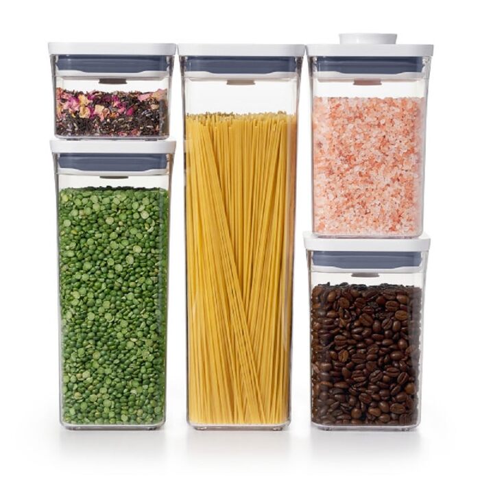 OXO Good Grips Pop Контейнери для зберігання, набір 5 шт, білі, пластик