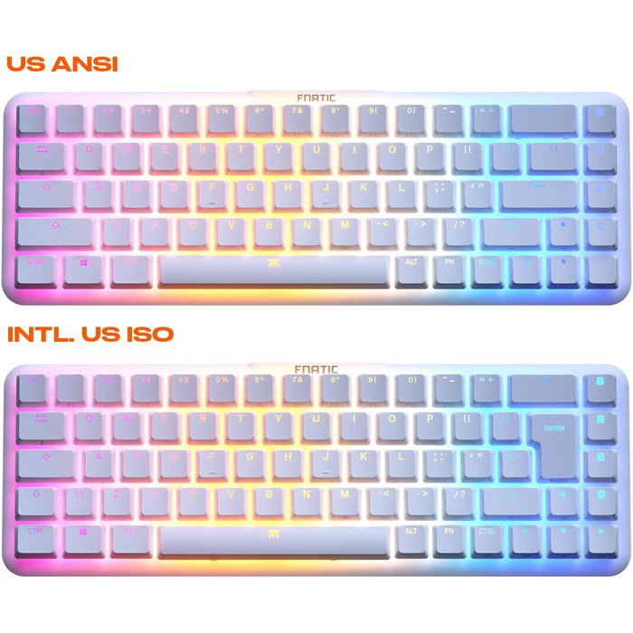 Механічна ігрова клавіатура Fnatic Streak65 LP Weiß з RGB-підсвічуванням та Speed Silver-перемикачами (65% layout, DE/QWERTZ)
