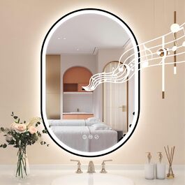 Дзеркало для ванної кімнати LED Starlead Munich 90x60 см з підсвічуванням, Bluetooth, регулюванням яскравості, 3 кольори світла, антизапарник, функція пам'яті, HD скло, IP44, горизонтальне/вертикальне встановлення, без рамки