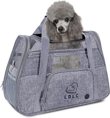 Транспортна переноска для собак та котів PETCUTE, сіра, з м'яким матрацом