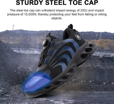 Черевики для роботи Hitmars: чоловічі та жіночі, з металевим носком, зручні кухарські черевики, легкі, для дахів, чорні та сині, EU36-48