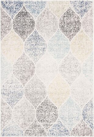 Килим SAFAVIEH Distressed для вітальні, їдальні, спальні - колекція Madison, короткий ворс, 155 x 229 см (слонова кістка та блакитний, прямокутний)