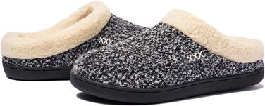 Тапочки халатні NewDenBer для дому, чоловічі та жіночі, з піною-пам'яттю, теплі, зручні, зимові, з антиковзкою гумовою підошвою (39/40 EU, 23, чорний/сірий)