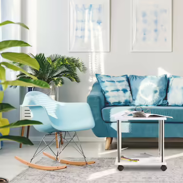 Relaxdays Rolling Bedside Table with 2 Tiers