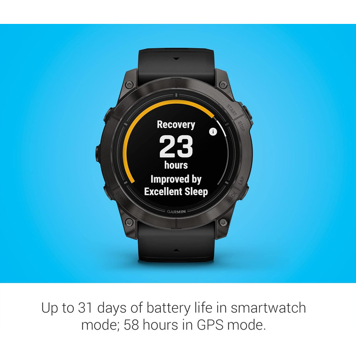 Розумний годинник Garmin epix Pro (Gen 2) Sapphire Edition 51 мм, чорний, з титановим браслетом та інтегрованою ліхтариком