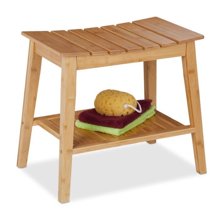 Relaxdays Bamboo Stool with Storage