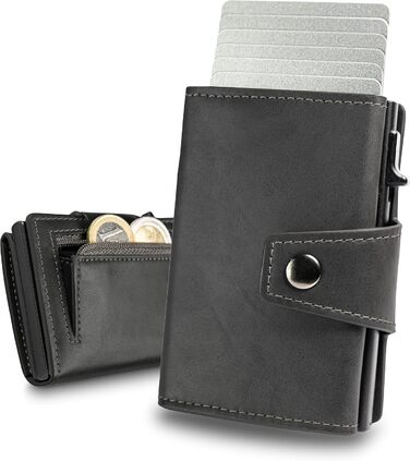 Slimfin® Slim Wallet з відділенням для монет - картхолдер/гаманець для чоловіків - RFID захист (Darkgrey, Maxi)