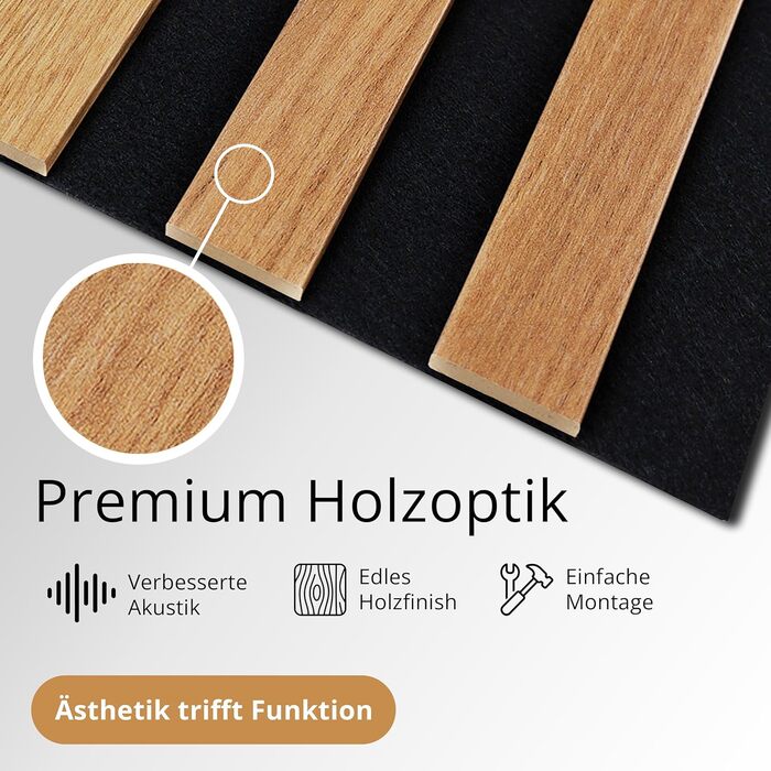 Акустичні настінні панелі SPAZIO (дуб Gold Craft 879), 260x54 см, комплект 2 шт. (260x27 см) на фільці