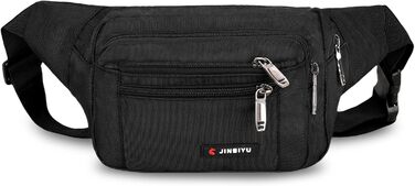 Поясна сумка на пояс для чоловіків та жінок, сумка на ремінь з блискавкою, універсальна сумка на стегно з 5 відділеннями, спортивна сумка на стегно для активного відпочинку, туризму, кемпінгу та їзди на велосипеді, чорна