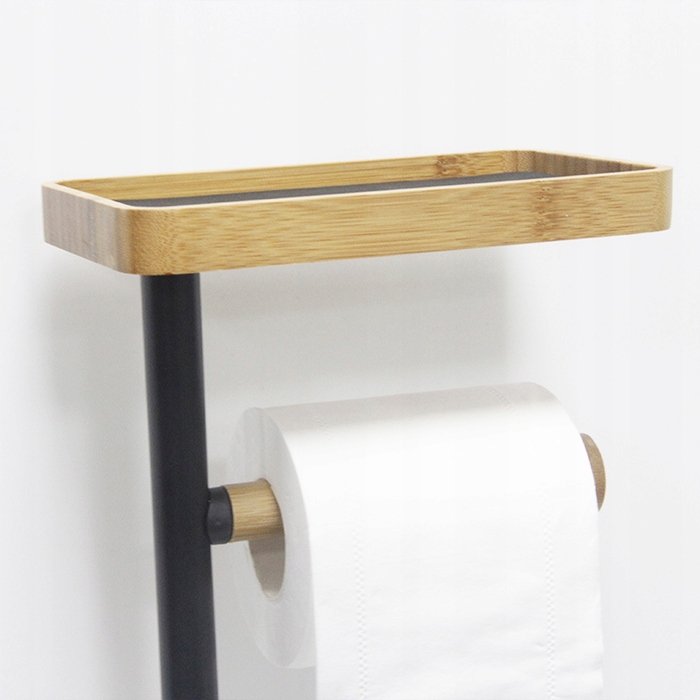 Підлоговий ергономічний йоржик для унітаза з тримачем для паперу, матовий чорний метал