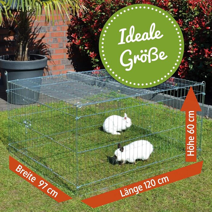 Вольєр для дрібних тварин ZooPrinZ: водовідштовхувальне покриття, дах, захист від сонця, стабільний метал, компактно складався, 3 розміри (S)