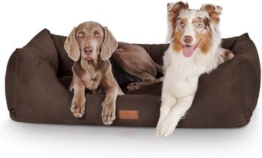 Knuffelwuff Dog Bed Dreamline from Velour XXL 120 x 85cm Brown - Removable Cover - Easy to Clean - for Large, Medium and Small Dogs