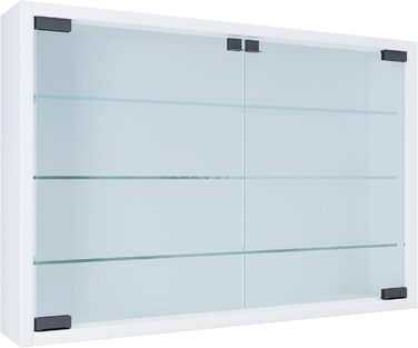 Підвісна скляна вітрина VCM Mandosa M, біла, 40x60x10 см, з загартованим безпечним склом, сучасна настінна вітрина для зберігання і демонстрації, компактна, скляний вітринний шафа