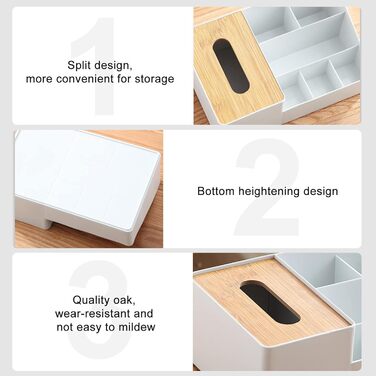 Tissue Box, Tissue Holder Box, Multifunctional Tissue Holder with Stylish Remote Control Desk, Cosmetic Tissue Box for Office Bedroom Car (B grey)