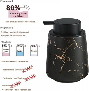 Дозатор мила для кухні XUDREZ, керамічний, 380 мл, наповнюваний, чорний мармуровий візерунок