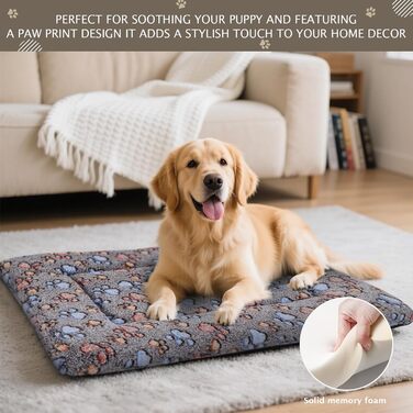 Ортопедичний лежак для собак BVAGSS, миючий килимок, плюшеве ліжко для собак. М'який та теплий лежак для собак маленьких, середніх та великих порід, неслизьке дно. Розмір 60x45 см, колір Кофе Paw. Модель XH083