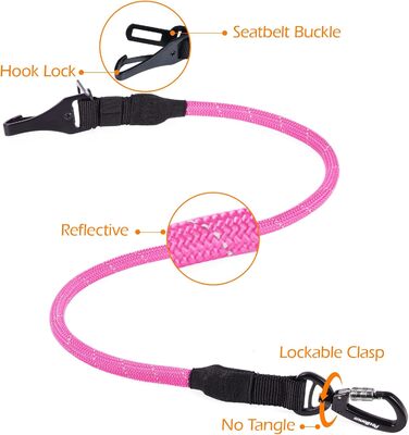 Автомобільний поводок-пояс для собак PetBonus: безпечний та надійний, для малих, середніх та великих собак (рожевий)
