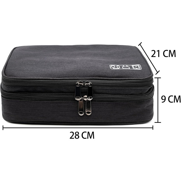 Водонепроникна сумка-органайзер для кабелів та електроніки Ruyosn. Двошарова сумка для кабелів, повербанку та аксесуарів. Чорний колір.