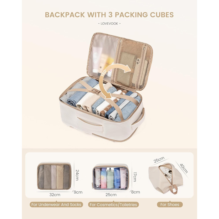 Рюкзак LOVEVOOK 30L для подорожей, ручна поклажа в літак, для ноутбука 15.6