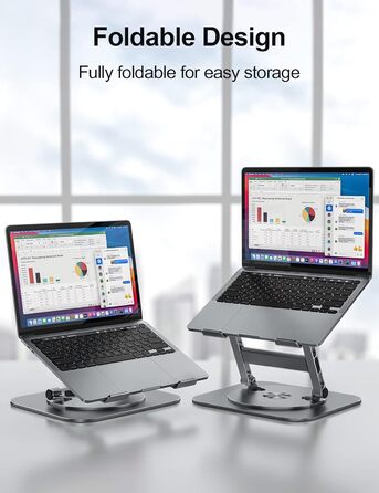 MCHOSE Adjustable Laptop Stand - Ergonomic Aluminum Laptop Riser for Desk - 360° Rotation - Compatible with MacBook Air & 10-17