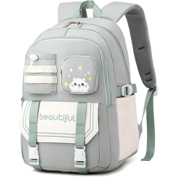 Дитячий рюкзак IvyH для дівчаток – велика місткість, водонепроникний, ідеальний для школи (2-6 клас), зелений