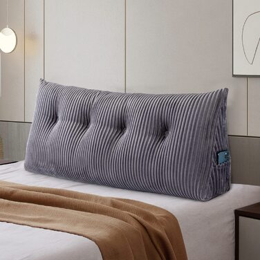 Підпорука для спини SLIGUY: трикутна подушка для ліжка, дивана, читання (120 x 50 x 20 см, сірий)