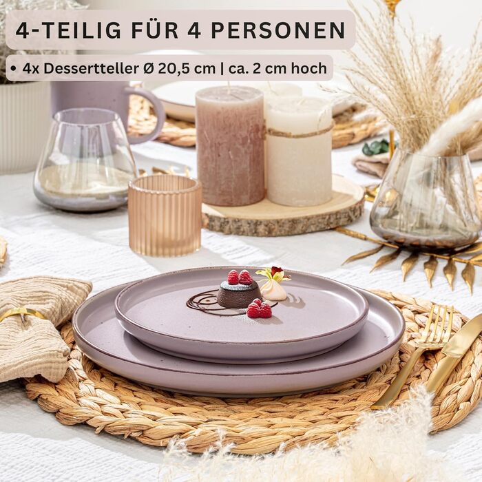 Набір керамічних мисок Sänger VALUE COLLECTION (4 шт.), 700 мл, фіолетові, для мюслі та десертів, миючі в посудомийній машині, мікрохвильовка, стійкі до подряпин