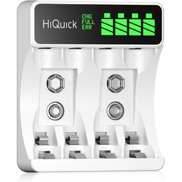 Зарядний пристрій HiQuick для акумуляторів NI-MH/NI-CD AA/AAA з LCD-дисплеєм, 4 слоти, швидка зарядка