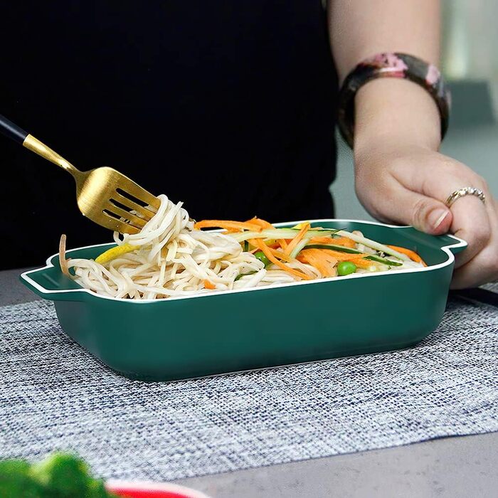 Форма для лазаньї, 2 шт, 22 x 12 см, керамічна, з ручкою, блакитна та зелена