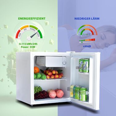 Міні холодильник 45L, білий, без морозильної камери, тихий, для кухні, офісу, спальні, невеликих квартир, готелів, 0-10°C