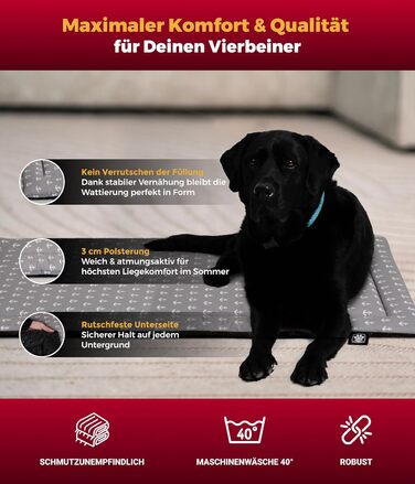 Літня подушка для собак HS-Hundebett® з бавовни з наповнювачем та антиковзким покриттям XS – М'яка подушка для собак на літо – Пральна та довговічна – Легка літня подушка для собак – Виготовлено в Німеччині (Акор, 75x115 см)