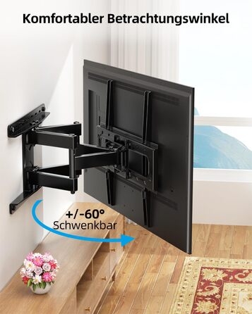Кріплення для телевізора HOME VISION HV6401: поворотне та нахильне, для телевізорів 26-65 дюймів, універсальне, VESA 400x400, до 60 кг