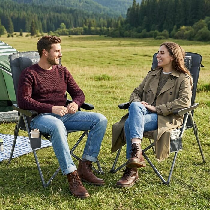 Крісло кемпінгове складне Portal з регурованою спинкою (3 положення), 160 кг, алюміній, сірий (2 шт)