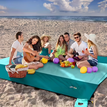 AnorTrek Beach Blanket sand-free, extra large waterproof beach towel, 300 x 300 cm, sand-free beach blanket, quick-drying, lightweight, soft and durable, for beach, camping, picnic, garden