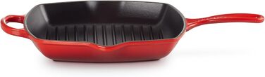 Le Creuset Signature чавунна гриль-сковорода квадратна 26 см, для всіх плит, індукція, 2,86 кг, червона